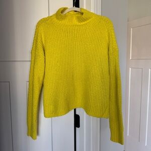 Anthropologie Bright Yellow Cowl Neck Sweater Knit Pullover